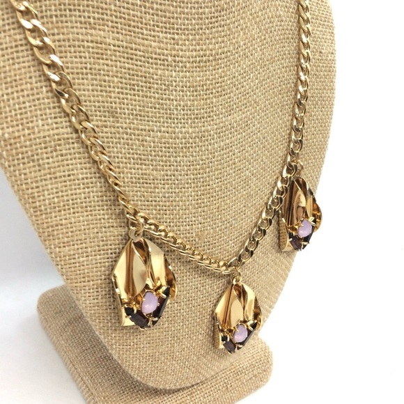 3/$30 JEWELMINT ART DECO STYLE GOLD STATEMENT NECKLACE OPAL RHINESTONE CHAIN - Picture 7 of 17